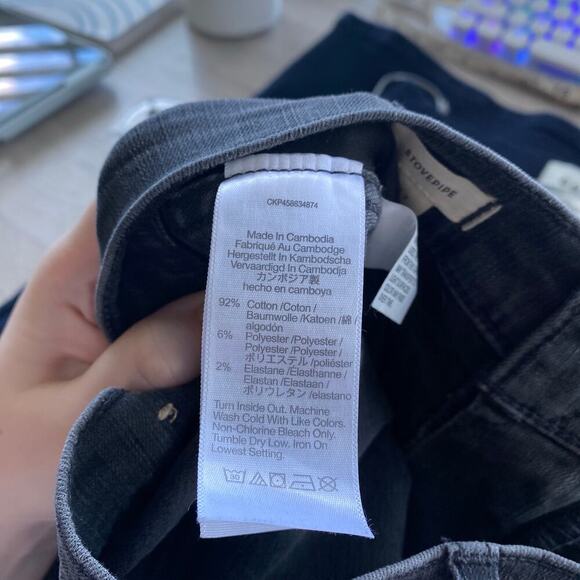 MADEWELL Stovepipe Jeans in Banberry Wash Raw-Hem Size 27 Black Charcoal NA940 - Picture 8 of 10